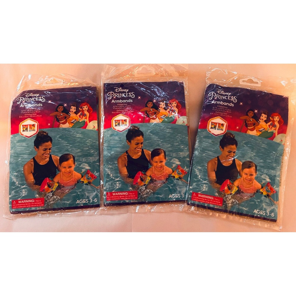Disney Princess Ariel Moana Swim Arm Bands Lot Of 3, Swimming Ages‎ 3 To 6 BxRR